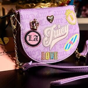 Juicy Couture Purple Mini Crossbody Bag Logo Patch Chain Strap NWT